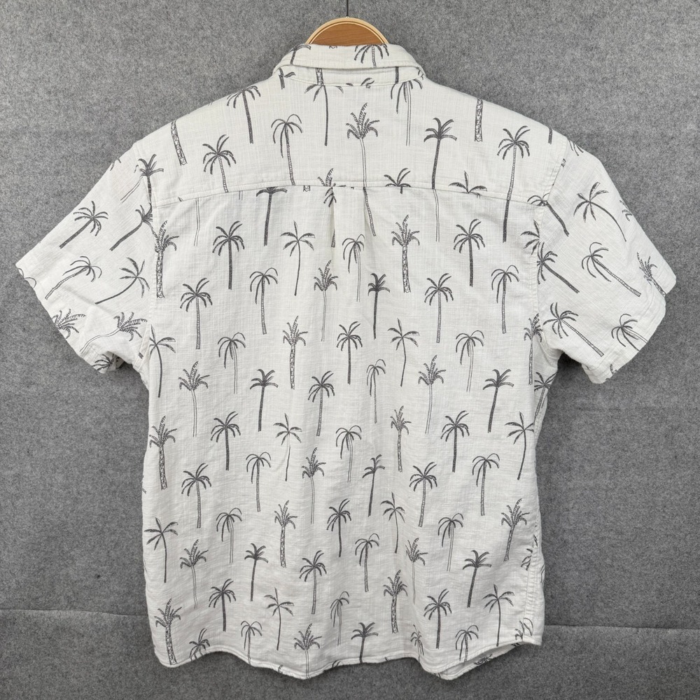 Marine Layer Shirt Mens XL White Green Palm Tree Button Up Hemp Camp Hawaiian - Picture 3 of 10